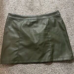 Olive Green Leather Skirt